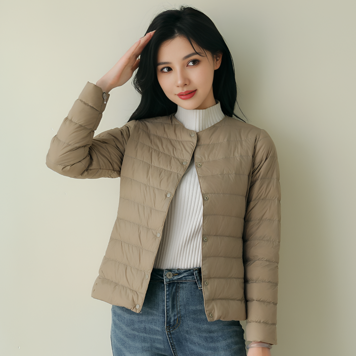 Piumino portátil sin cuello para primavera e invierno