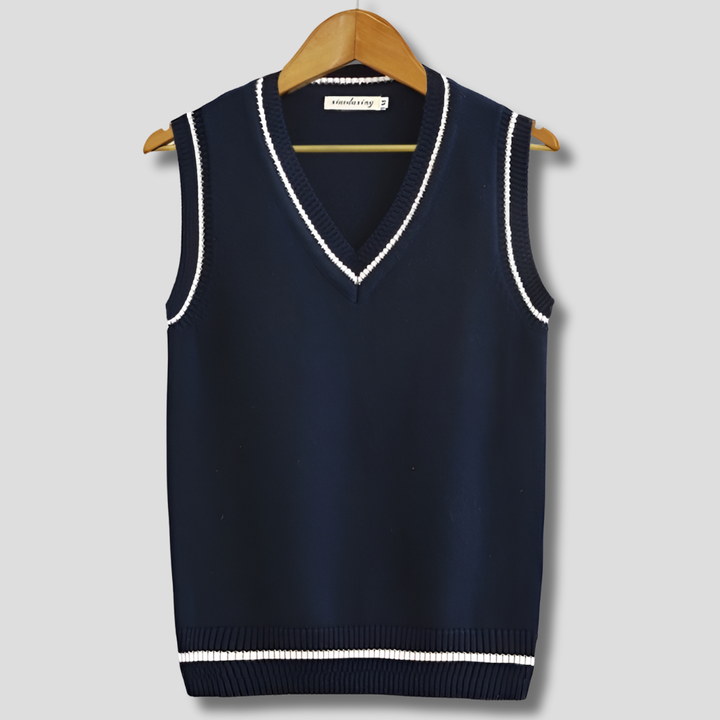 Maglione senza maniche in stile preppy a righe retrò