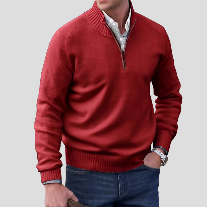 Maglione da uomo in maglia di cotone con collo con cerniera
