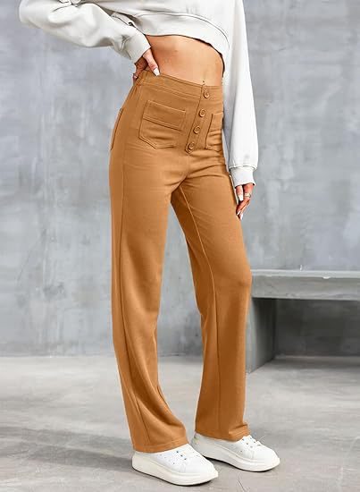 Pantaloni casual elasticizzati a vita alta da donna