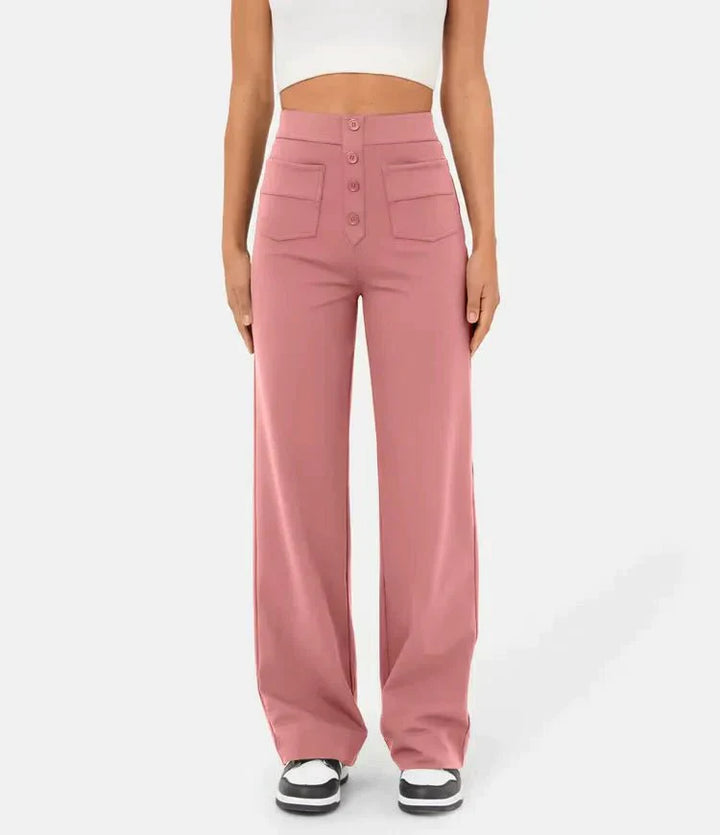 Pantaloni casual elasticizzati a vita alta da donna