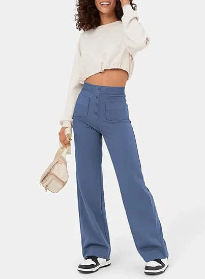 Pantaloni casual elasticizzati a vita alta da donna