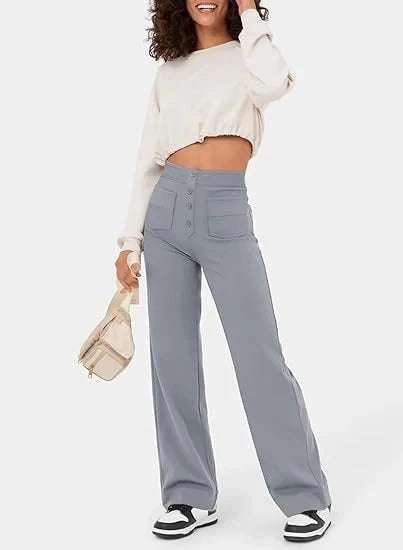 Pantaloni casual elasticizzati a vita alta da donna