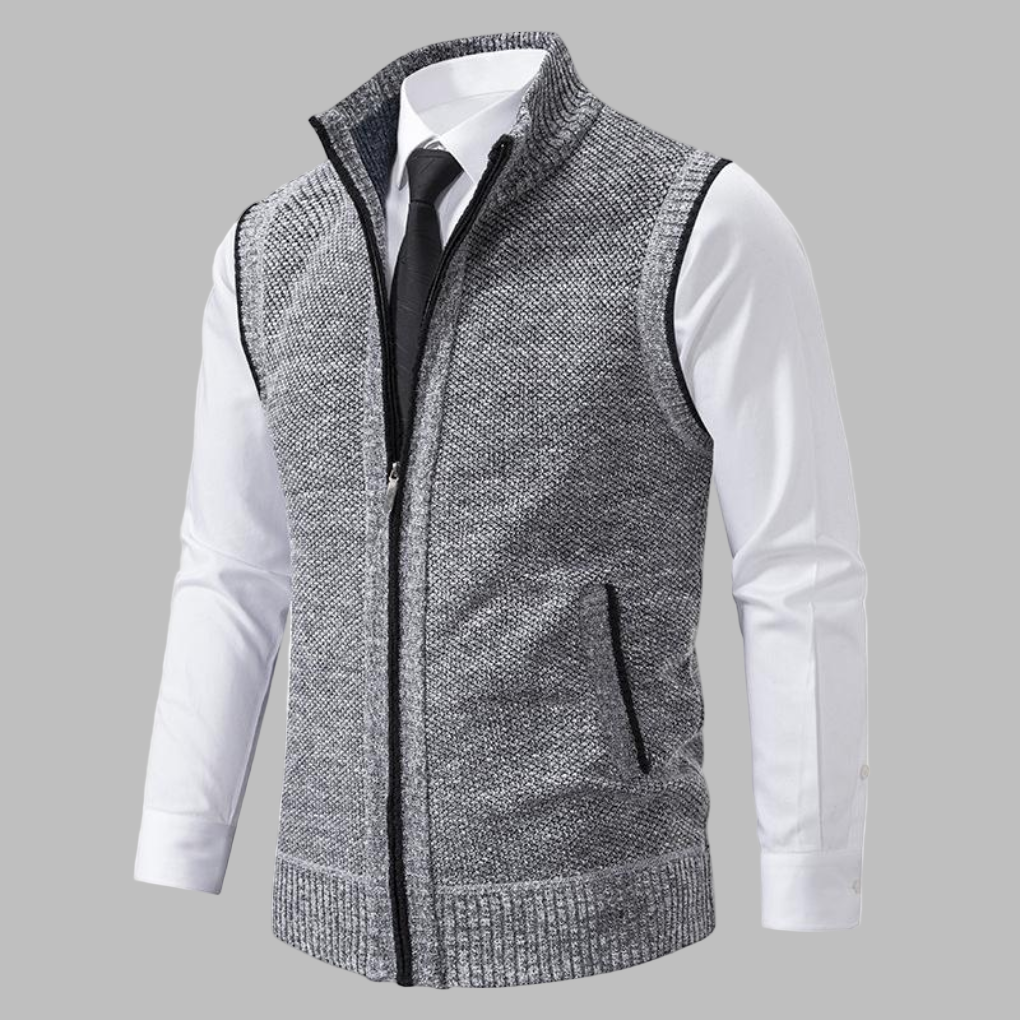 Gilet classico in maglia con cerniera da uomo