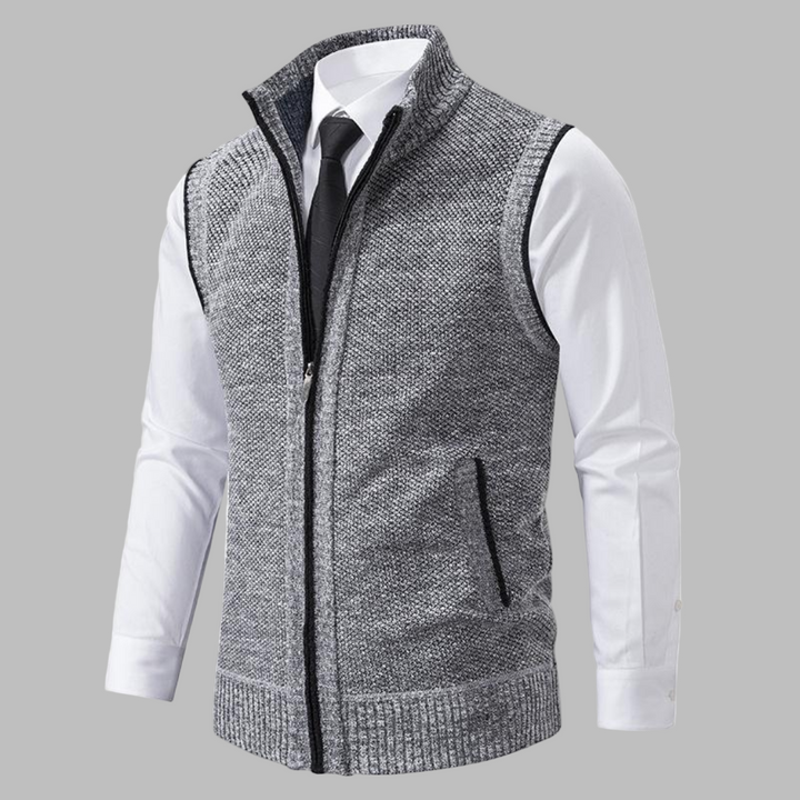 Gilet classico in maglia con cerniera da uomo