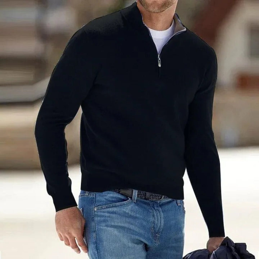 Maglione basic da uomo in cashmere con cerniera