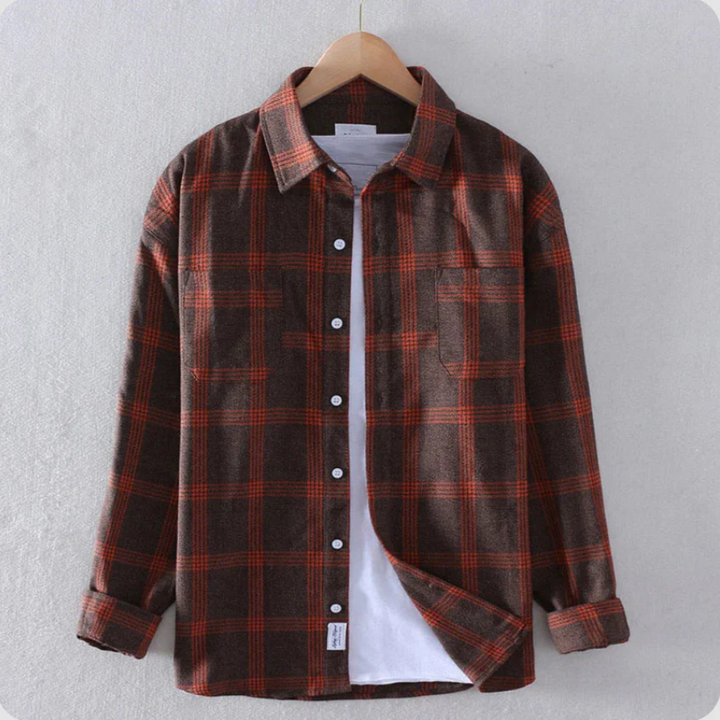 Camicia a quadri da uomo in stile classico per autunno e inverno