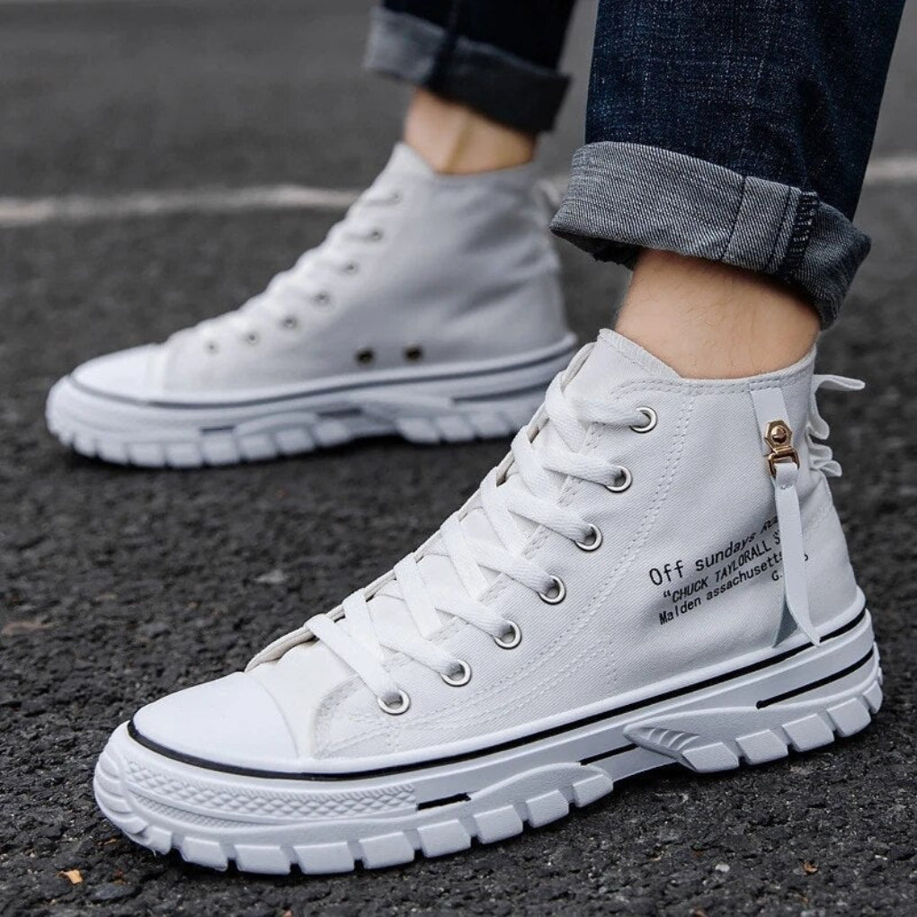 Scarpe alte in tela spessa da uomo, stile casual streetwear