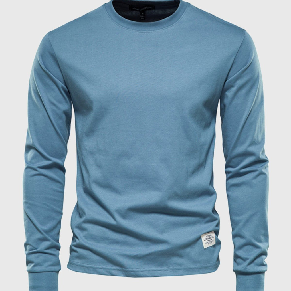 Camicia da uomo in cotone a maniche lunghe con scollo tondo
