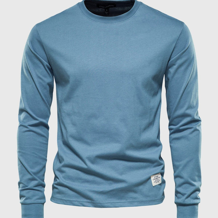 Camicia da uomo in cotone a maniche lunghe con scollo tondo