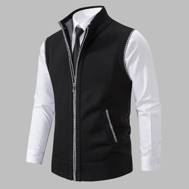 Gilet classico in maglia con cerniera da uomo