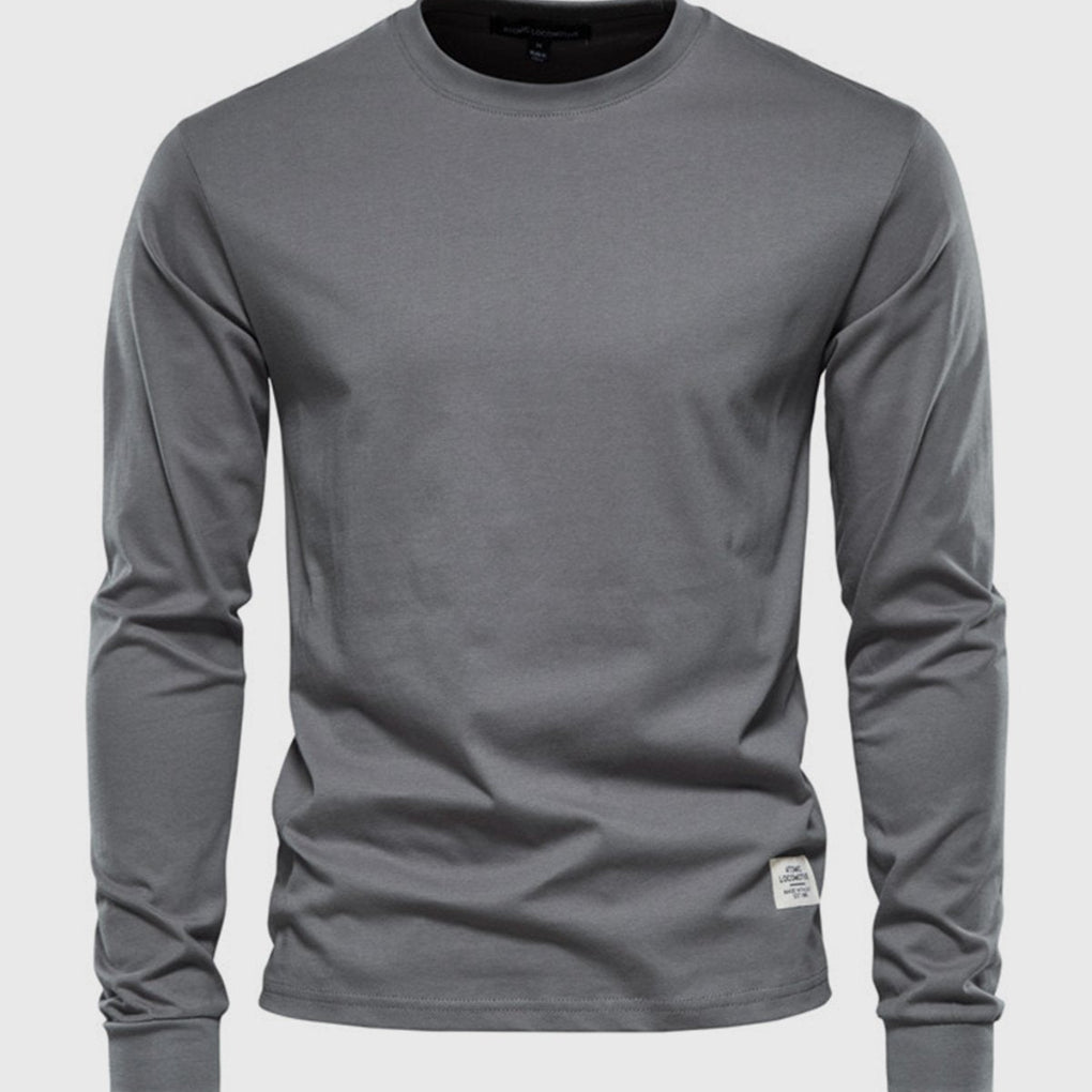 Camicia da uomo in cotone a maniche lunghe con scollo tondo