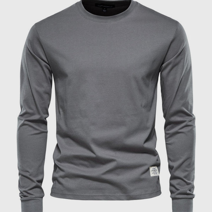 Camicia da uomo in cotone a maniche lunghe con scollo tondo