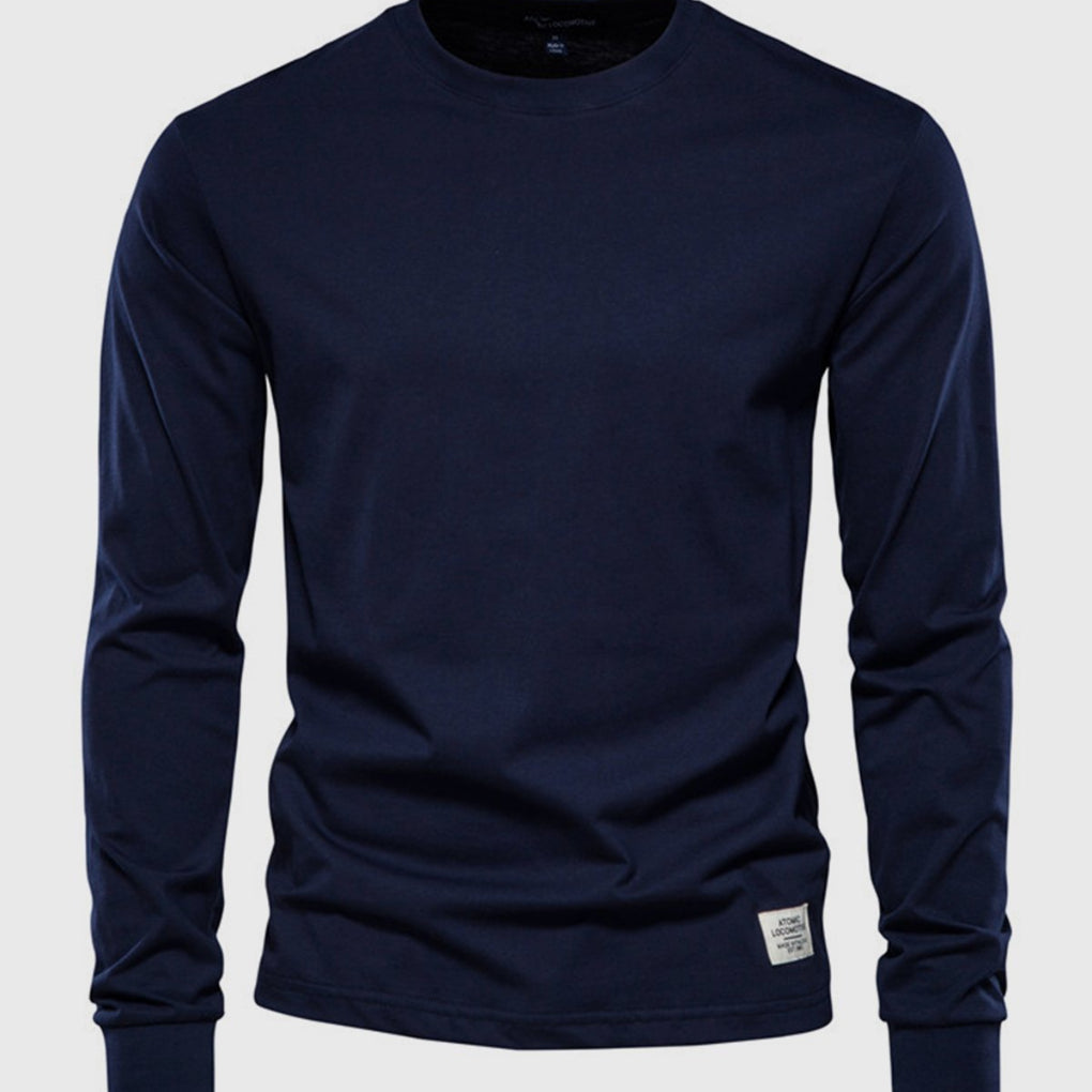 Camicia da uomo in cotone a maniche lunghe con scollo tondo