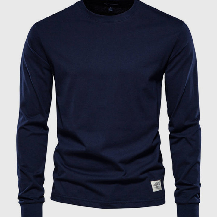 Camicia da uomo in cotone a maniche lunghe con scollo tondo