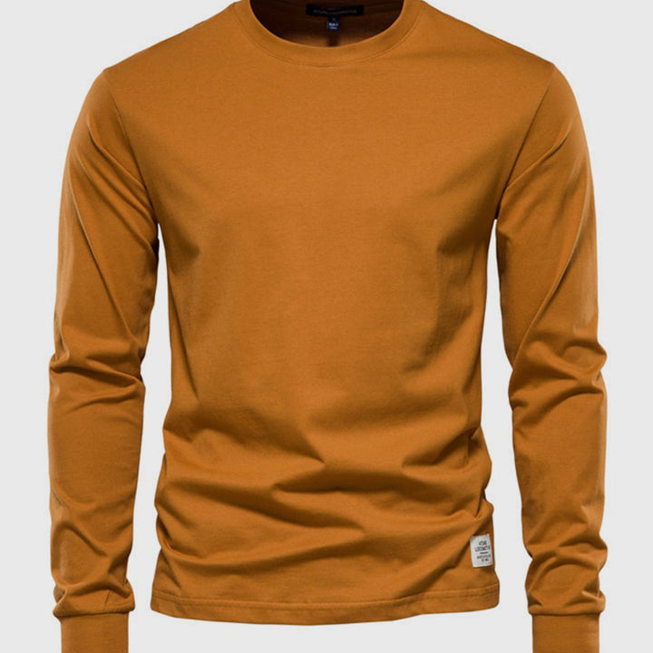 Camicia da uomo in cotone a maniche lunghe con scollo tondo