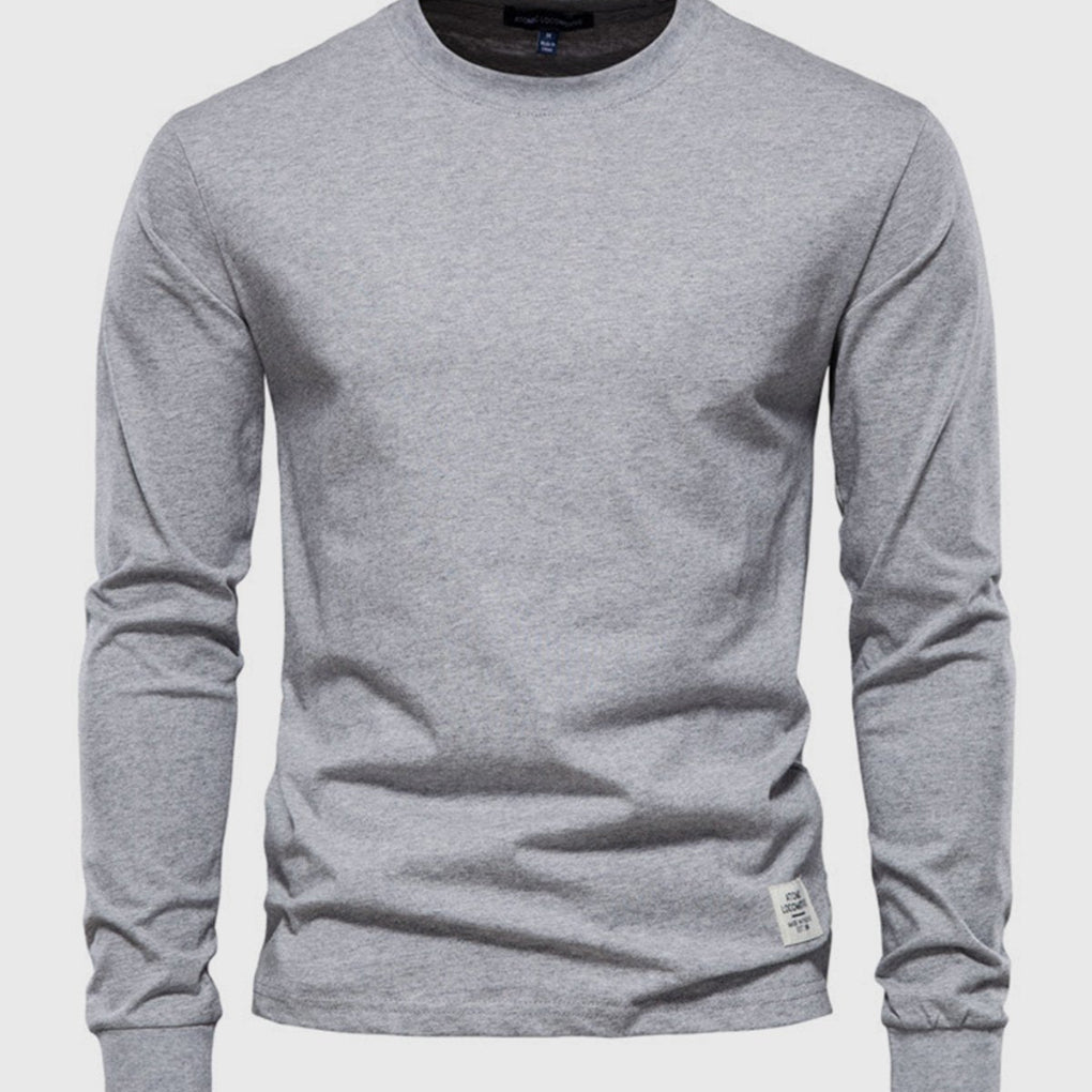 Camicia da uomo in cotone a maniche lunghe con scollo tondo