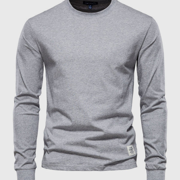 Camicia da uomo in cotone a maniche lunghe con scollo tondo