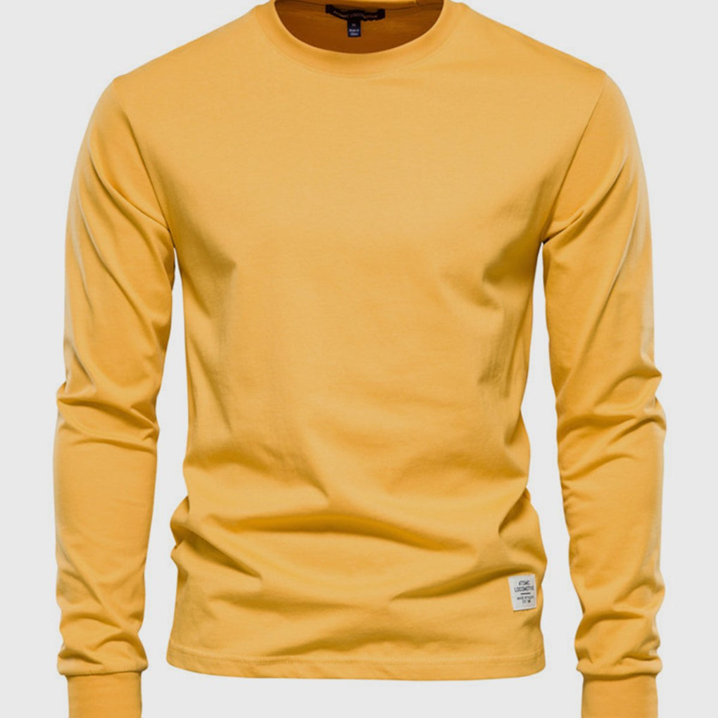 Camicia da uomo in cotone a maniche lunghe con scollo tondo