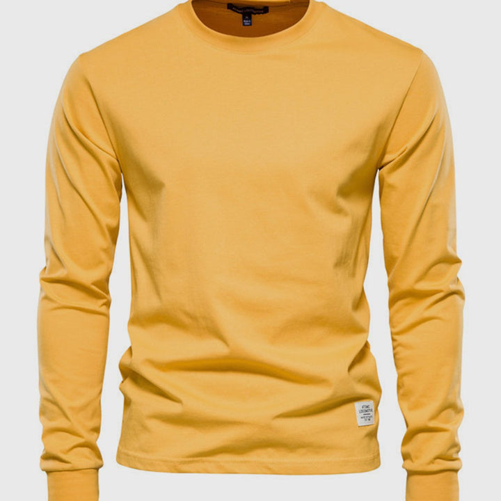 Camicia da uomo in cotone a maniche lunghe con scollo tondo
