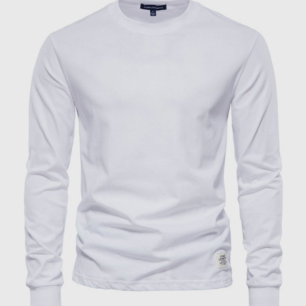 Camicia da uomo in cotone a maniche lunghe con scollo tondo