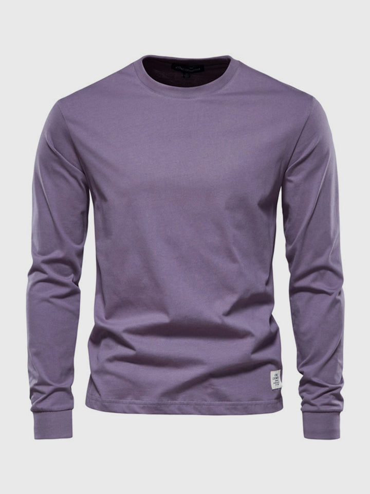 Camicia da uomo in cotone a maniche lunghe con scollo tondo