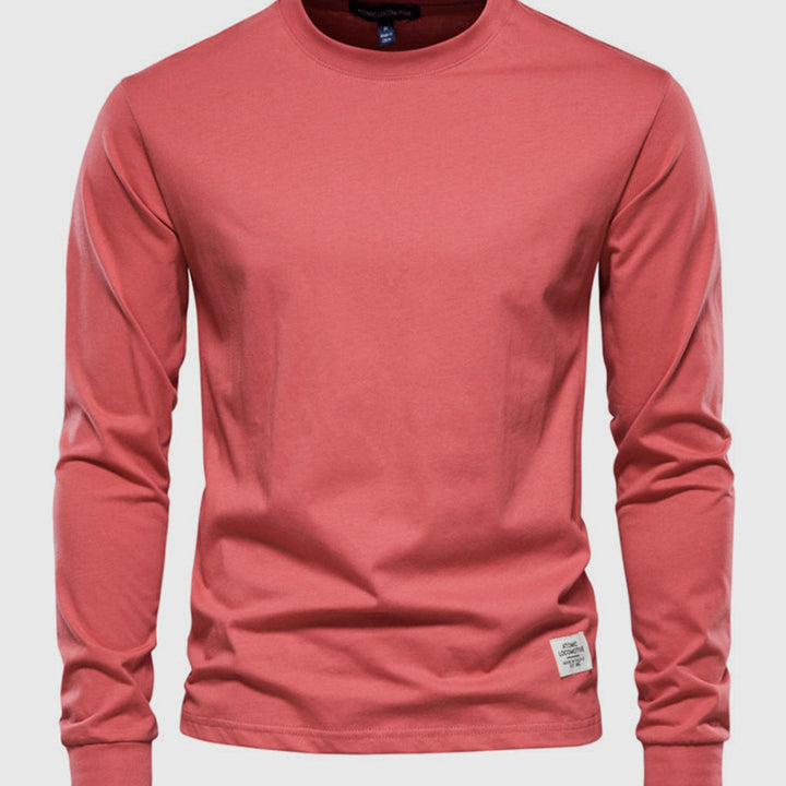 Camicia da uomo in cotone a maniche lunghe con scollo tondo