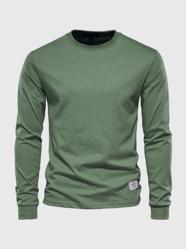 Camicia da uomo in cotone a maniche lunghe con scollo tondo