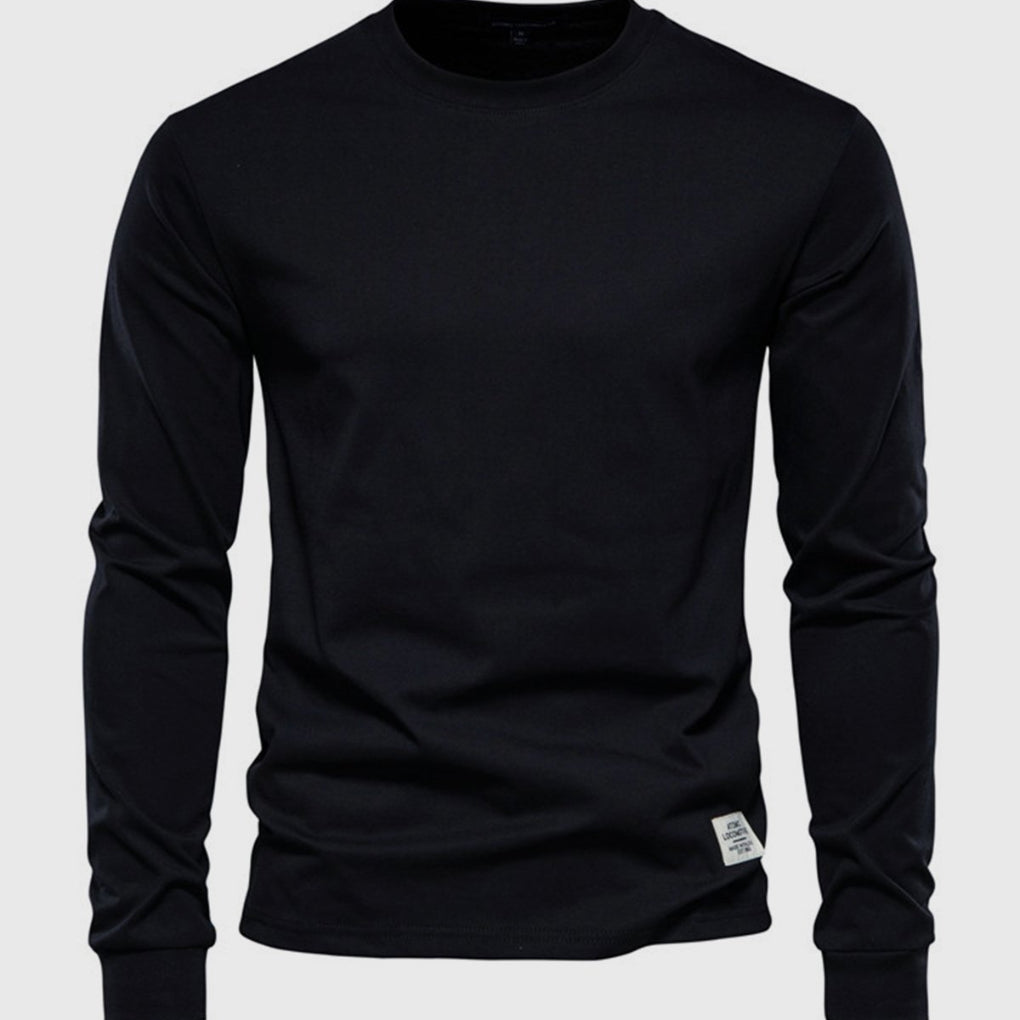 Camicia da uomo in cotone a maniche lunghe con scollo tondo