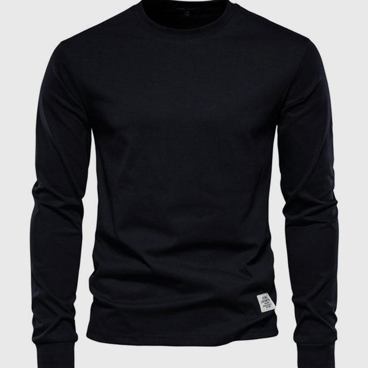 Camicia da uomo in cotone a maniche lunghe con scollo tondo