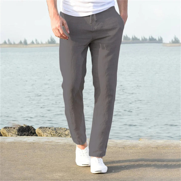 Pantaloni in lino da uomo in stile casual per le giornate calde