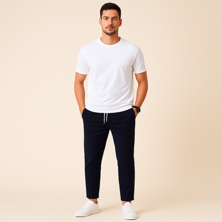 Pantaloni slim fit con coulisse da uomo