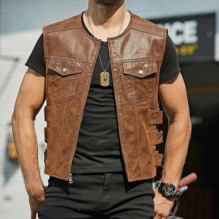 Gilet in pelle alla moda per uomo