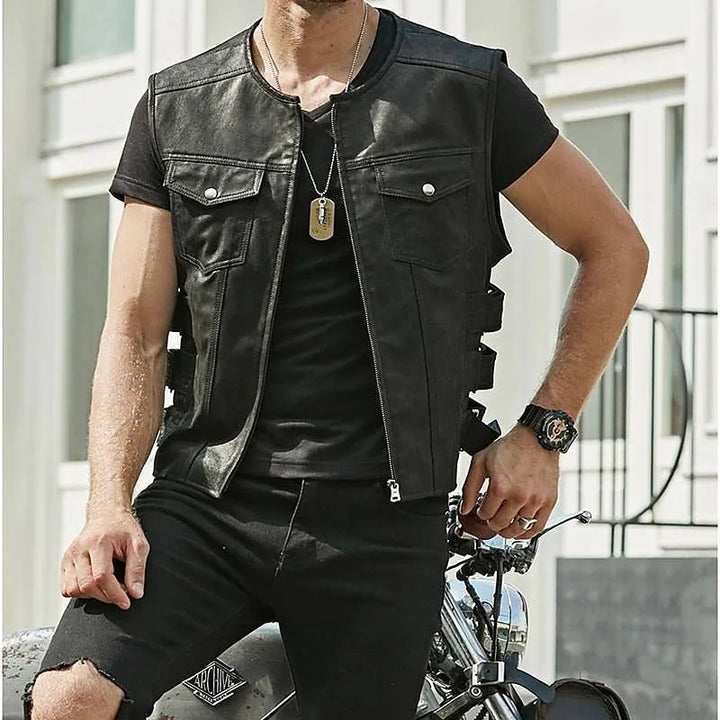 Gilet in pelle alla moda per uomo