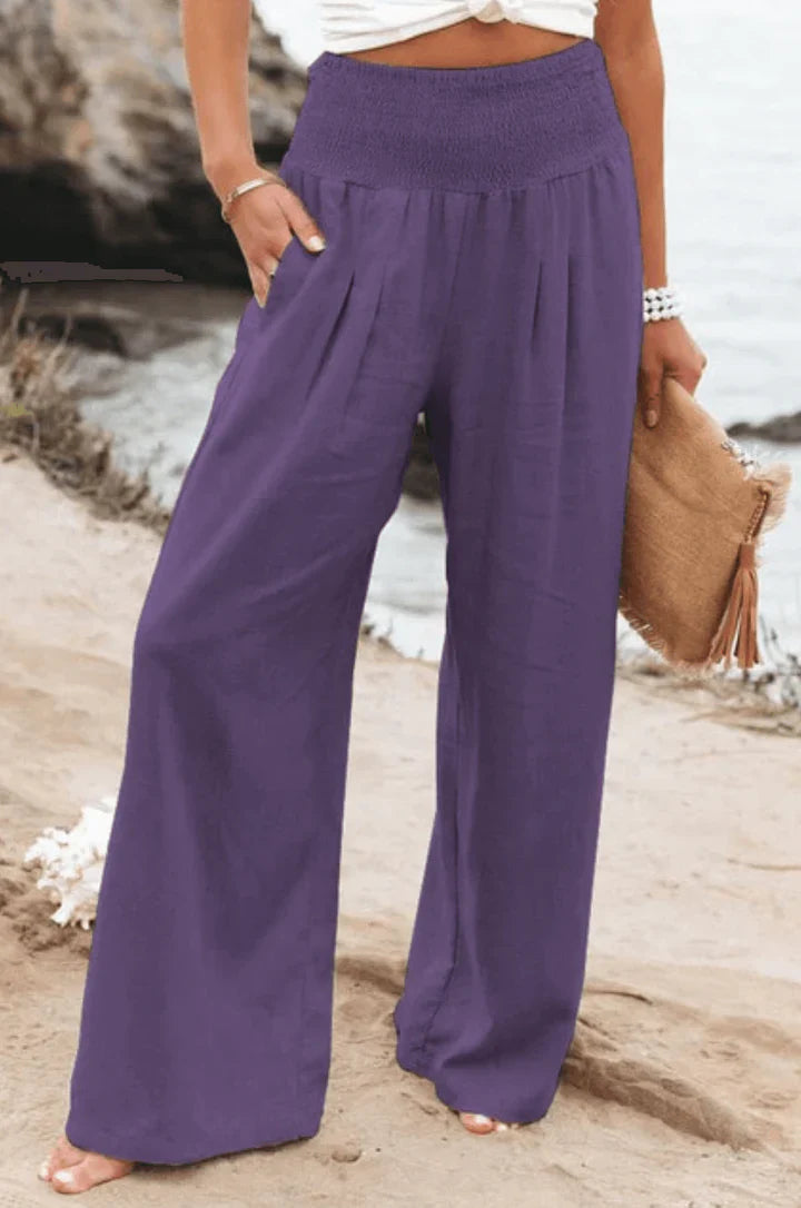 Pantaloni palazzo eleganti ed elasticizzati da donna