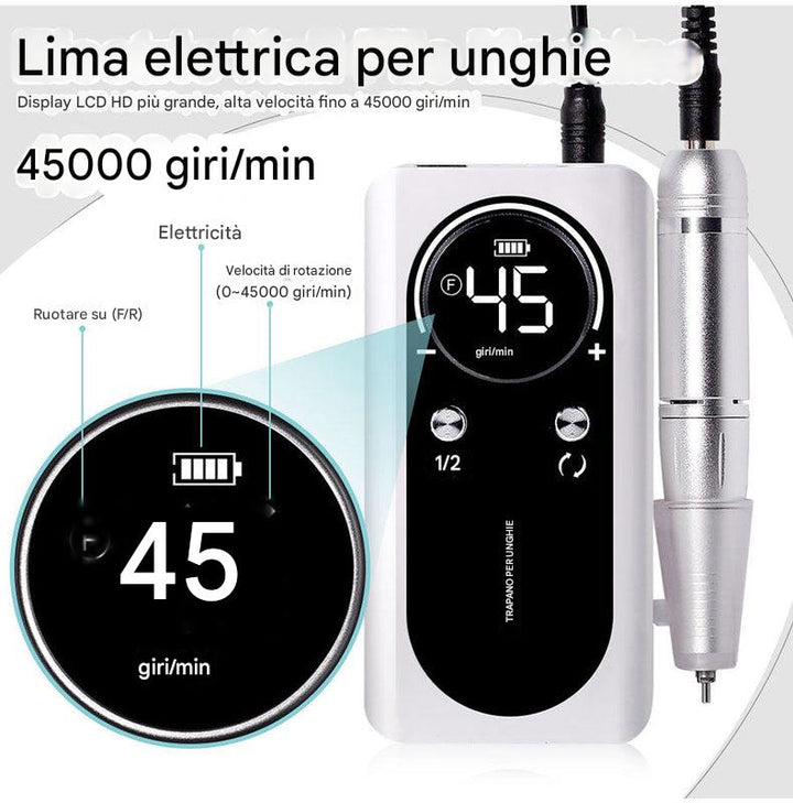 Trapano elettrico per unghie ricaricabile da 45.000 giri/min