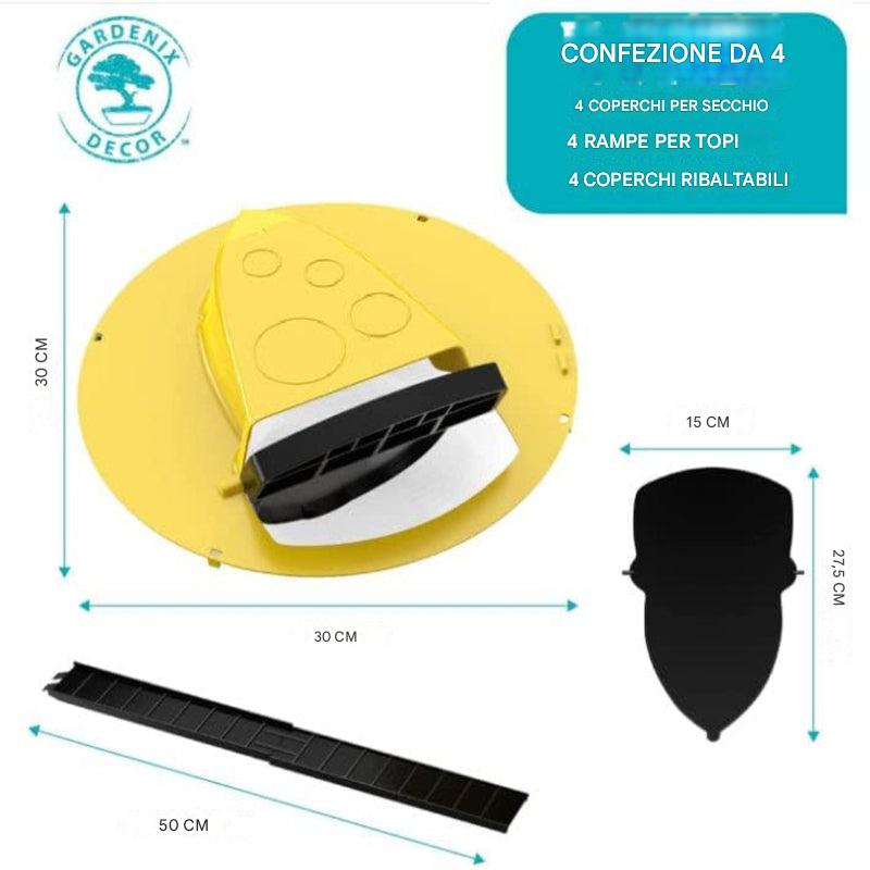 Trappola per topi con coperchio a secchio, confezione da 4