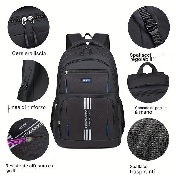 Zaino in pelle da uomo resistente