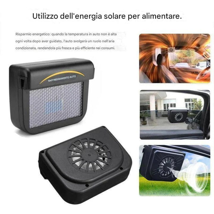 Ventilatore per finestrini auto alimentato ad energia solare