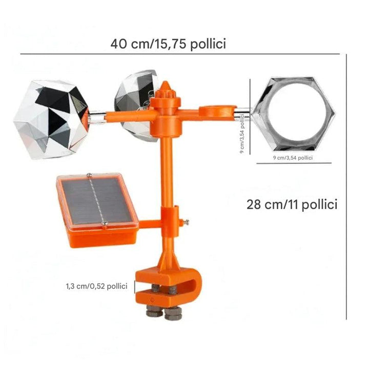 Repellente per uccelli ad energia solare riflettente a 360 gradi
