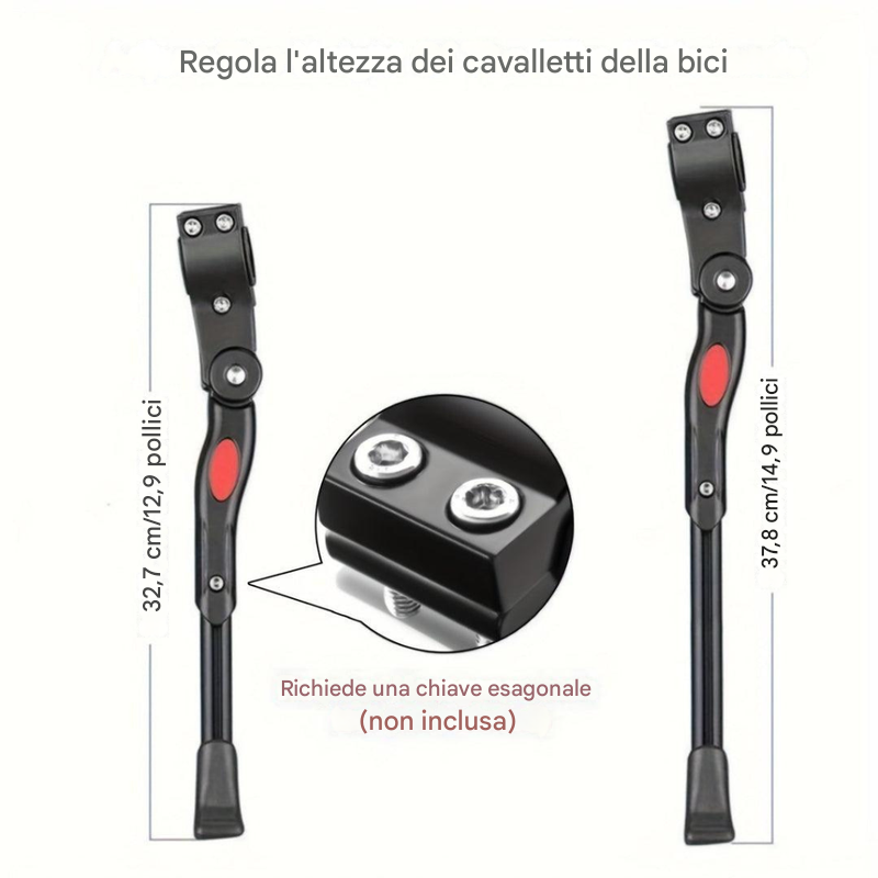 Cavalletto laterale regolabile per bici