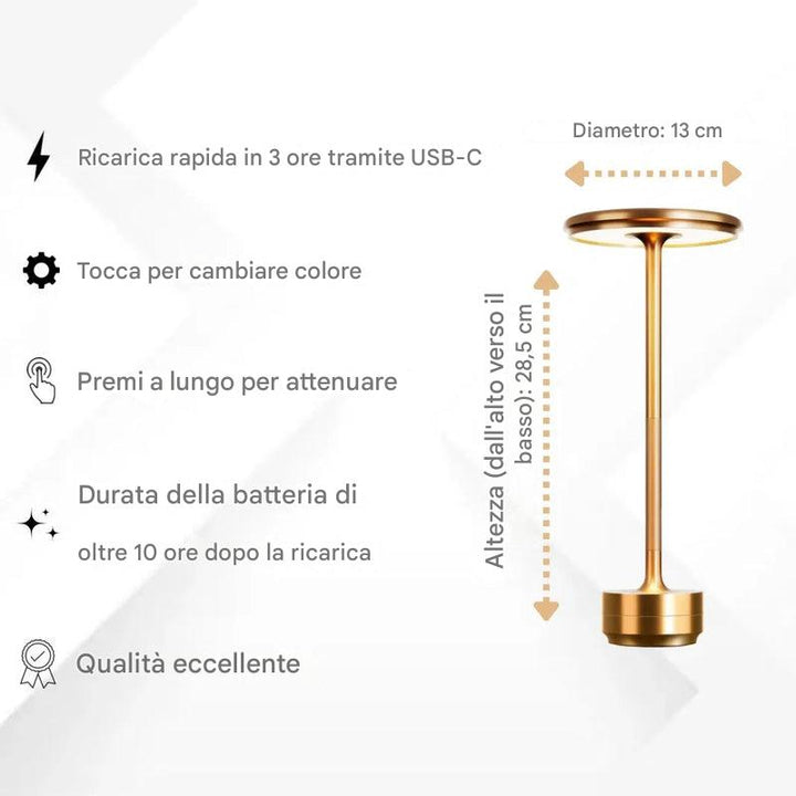 Lampada da tavolo wireless con ricarica semplice