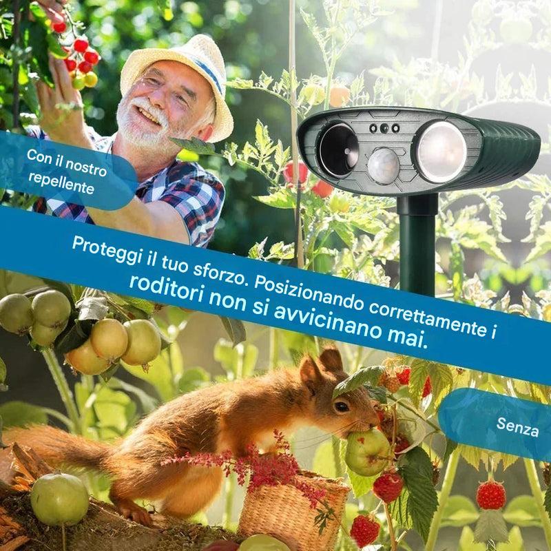 Repellente per scoiattoli ad ultrasuoni e alimentato ad energia solare