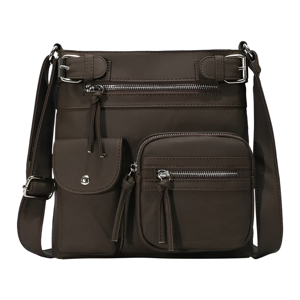 Borsa a tracolla multitasche in pelle da donna