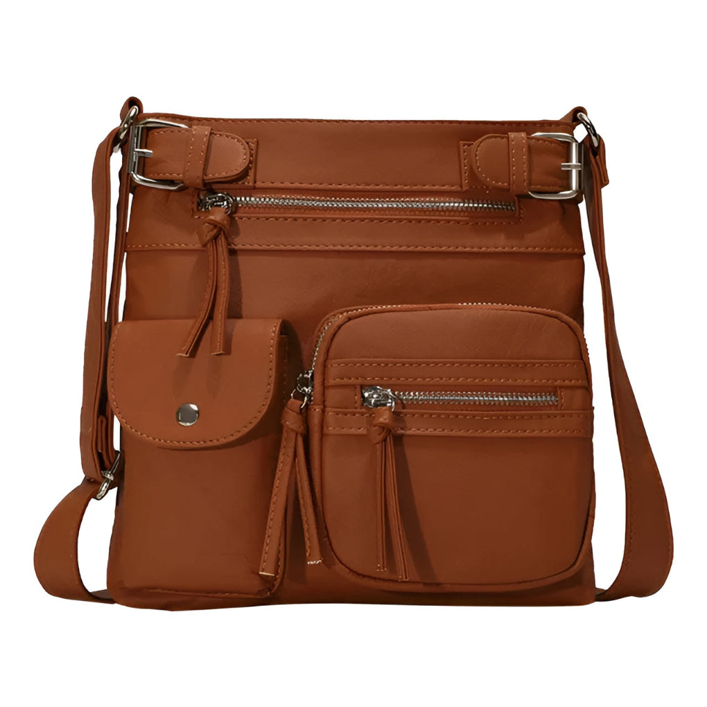 Borsa a tracolla multitasche in pelle da donna
