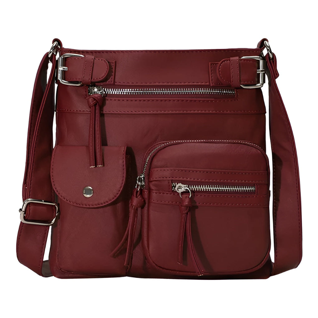 Borsa a tracolla multitasche in pelle da donna