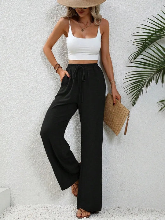 Pantaloni estivi da donna con gamba dritta