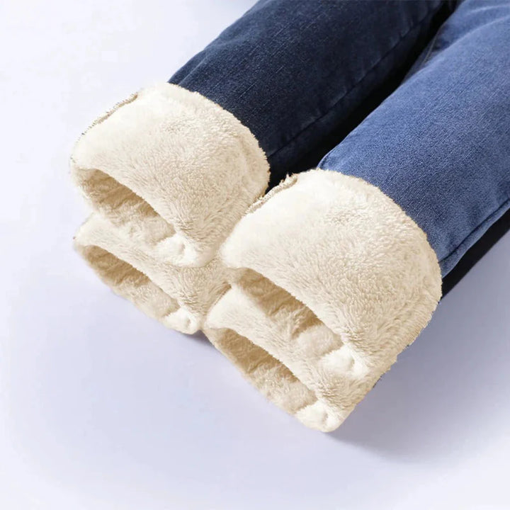 Jeans invernali da donna a vita alta